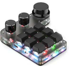 Sanpyl One Handed Programmable Mechanical Keyboard, 9 Keys 3 Knobs RGB Programmable Macro Keyboard, Custom Shortcut, Dual Mode Connection, Gaming Keyboard! in Kuwait