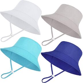 Cooraby 4 Pack Baby Sun Hat Breathable Smile Bucket Hat Toddler Sun Protective Bucket Hat Adjustable Cap for Baby Girl Boy in Saudi Arabia