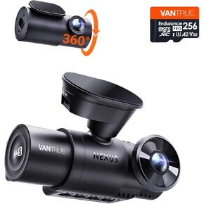 【الحزمة: Vantrue New N4S(RC18) Dash Cam + بطاقة microSD سعة 256 جيجابايت 】 STARVIS 2، PlatePix ™، 2.7K+1440P+1440 كاميرا أمامية داخلية خلفية، وضع انتظار مخزّن 24/7، دعم 1 تيرابايت بحد أقصى in Kuwait