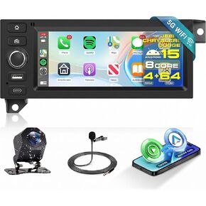 راديو سيارة 8 Core 4+64G 6.86 بوصة لسيارة Dodge Ram 1500 94-01، Caravan 84-00، Jeep Grand Cherokee 93-98، Wrangler 97-02، Dakota 87-00، شاشة لمس ستيريو CarPlay Android Auto GPS BT WiFi FM/RDS كاميرا الرؤية الخلفية in Kuwait
