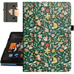 Fancity for All-New Amazon Kindle Fire Max 11 Case (13th Generation, 2023 Release) 11" - Slim Folding Folio Cover with Stand, Auto Wake/Sleep & Hand Strap Fire 11 Max Case, Black Floral in Saudi Arabia