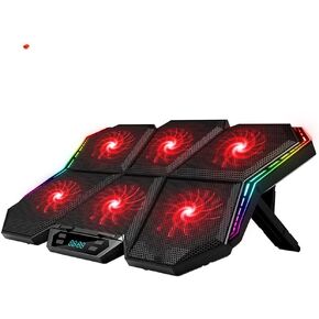 حامل تبريد كمبيوتر محمول للألعاب RGB مقاس 12-17 بوصة مزود بقاعدة تبريد للكمبيوتر المحمول مع ستة مراوح ومنفذين in Kuwait