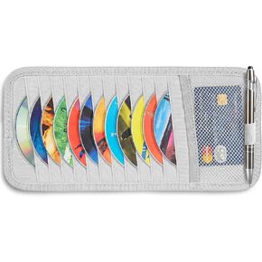 1 Pcs Car CD Holder, CD Visor Holders for Car with 12 Sleeves, 1 Mesh Pocket & Pen Holder, Vehicle Sun Visor Storage Organizer for DVD Discs (Grey) in Saudi Arabia