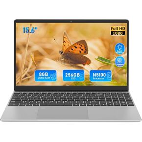 كمبيوتر محمول 15.6 بوصة بدقة FHD، ذاكرة وصول عشوائي 8 جيجابايت ومحرك أقراص SSD سعة 256 جيجابايت، كمبيوتر محمول N5100، قارئ بصمات الأصابع، لوحة مفاتيح بإضاءة خلفية، كمبيوتر محمول رفيع للأعمال للطلاب للعمل المدرسي والمنزل، فضي in Kuwait