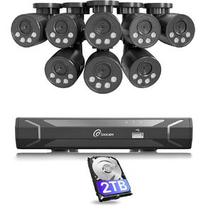 نظام كاميرا أمان Loocam NVR 8CH 8MP مع محرك أقراص ثابتة 2 تيرابايت، 8 قطع 4K POE IP لأمن المنزل، اكتشاف الإنسان/المركبة بالذكاء الاصطناعي، نظام كاميرا POE للتسجيل 24/7، الوصول عن بعد، التوصيل والتشغيل in Kuwait