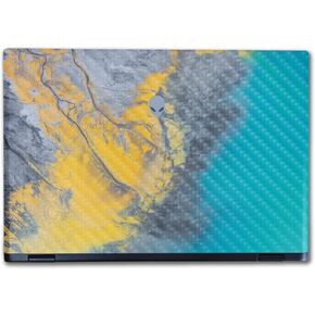 Carbon Fiber Laptop Skin Compatible with Alienware M16 R2 (2024) - Yellow Spill - Premium 3M Vinyl Protective Wrap Decal Cover - Easy to Apply | Crafted in The USA by MightySkins in Kuwait