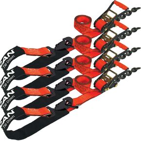 VULCAN Axle Tie Down Combo Strap - Chain Tail Ratchet - 2 x 114 Inch - 4 Pack - Classic Yellow - 3,300 Pound Safe Working Load in Saudi Arabia