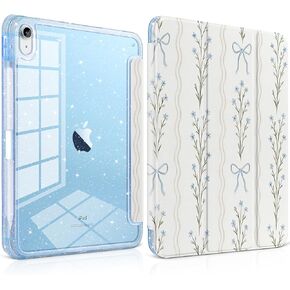 حافظة لامعة لجهاز iPad Air 11 بوصة M4 M3 M2 (2026/2025/2024)، iPad Air 5th/4th (2022/2020) مع حامل أقلام، غطاء نحيف لامع لطيف للفتيات والأطفال، غطاء خلفي شفاف، زهور قديمة in Kuwait