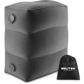 Maliton Inflatable Travel Foot Rest Pillow, Toddler Airplane Bed, Car Seat Foot Rest for Kids, Adjustable Height Leg Rest Pillow for Airplane, Home, Office(Black, 1 Pack) in Saudi Arabia