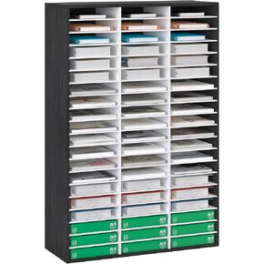 EasyPAG 36-Slot Heavy Duty MDF Mail Sorter Organizer - Adjustable Literature File Cabinet for Office, Classroom & Mailrooms, 500 Sheets/Slot Capacity (EPA Certified, Waterproof), Retro Gray/White in Kuwait