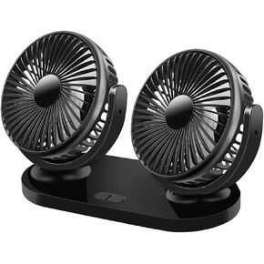 Dual Head Car Fan for Mercedes-AMG E63 2010-2025 Sedan/Wagon 5-Seater, 3-Speed USB Vehicle Fan Portable Strong Adhesive Mount Auto Cooling Fan,Pure Black in Kuwait