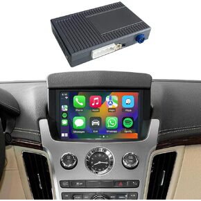 Wireless CarPlay & Android Auto Interface Compatible with Cadillac CTS 2009-2013 Retrofit Kit, Support Original Camera, Steering Wheel, AUX Audio and Micphone, Keep All OEM Radio Functions in Saudi Arabia