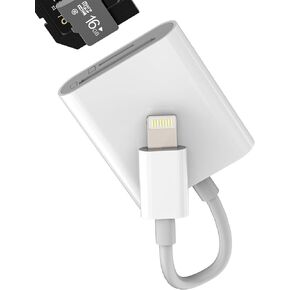 قارئ بطاقات Lightning SD Micro SD (عبوة من قطعتين) لمحول iPhone 14 13 Pro Max محول ذاكرة TF بفتحة مزدوجة ومحول معتمد من MFI لمحول iPad وملحقات نقل الصور دونجل محرك الكاميرا الرقمية in Kuwait