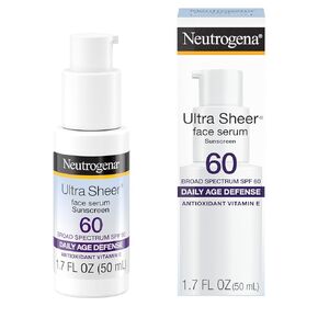 Neutrogena Ultra Sheer Moisturizing Face Serum with Vitamin E & SPF 60+, All Day Facial Sunscreen Serum with Broad Spectrum UVA/UVB Protection, Fragrance-Free, Oxybenzone-Free, 1.7 oz in Kuwait