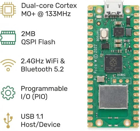 وحدة Pi Pico W، ذراع معالج RP2040 ثنائي النواة Cortex-M0 + لوحة تطوير وحدة التحكم الدقيقة لـ Raspberry Pi in Kuwait