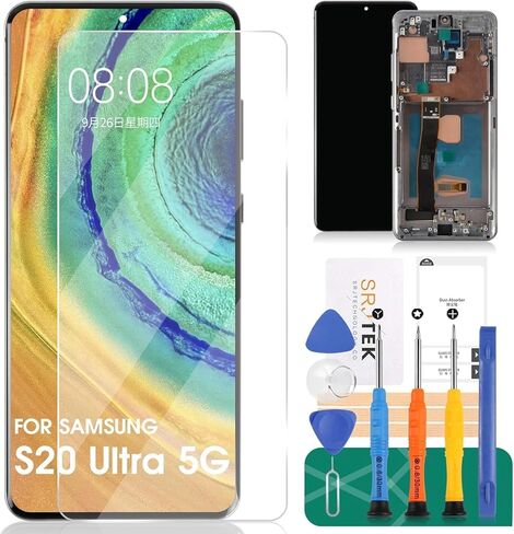 OLED for Samsung S20 Ultra 5g Screen Replacement for Samsung Galaxy S20 Ultra SM-G988U LCD Digitizer Repair for SM-G988U Screen Replacement Touch Display Assembly (with Fingerprint) (Cloud White) in Kuwait