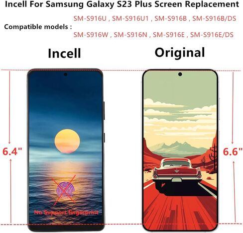 INCELL for Samsung Galaxy S23 Plus Screen Replacement S23Plus 5G LCD Display SM-S916U SM-S916U1 Display Touch Screen Assembly No Fingerprint. (with Green Frame+Back Cover Adhesive+Tools) in Saudi Arabia