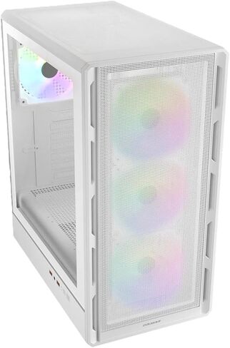 حقيبة كمبيوتر Cougar Airface Pure RGB Mid Tower ATX، تدعم وحدة معالجة الرسومات حتى 320 مم، لوحة جانبية شفافة، 4 مراوح RGB 120 مم مثبتة مسبقًا، أبيض in Kuwait