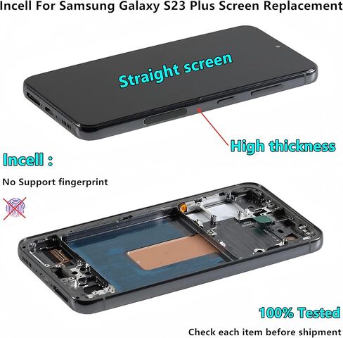 INCELL for Samsung Galaxy S23 Plus Screen Replacement S23Plus 5G LCD Display SM-S916U SM-S916U1 Display Touch Screen Assembly No Fingerprint. (with Green Frame+Back Cover Adhesive+Tools) in Saudi Arabia