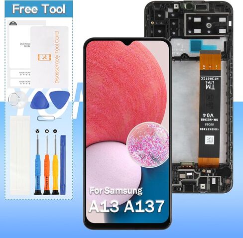 لشاشة Samsung Galaxy A13 A137 البديلة مع الإطار SM-A137F، SM-A137F/DSN، SM-A137F/DS 6.6 بوصة شاشة LCD تعمل باللمس مجموعة رقمية (ليست لـ SM-A135/SM-A136) in Kuwait
