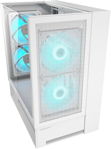 حقيبة كمبيوتر Cougar Omnyx RGB Mid Tower ATX، تدعم وحدة معالجة الرسومات حتى 380 مم، لوحة جانبية من الزجاج المقسى، 4 × 160 مم مراوح ARGB PWM مثبتة مسبقًا، أبيض in Kuwait