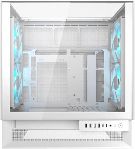 حقيبة كمبيوتر Cougar Omnyx RGB Mid Tower ATX، تدعم وحدة معالجة الرسومات حتى 380 مم، لوحة جانبية من الزجاج المقسى، 4 × 160 مم مراوح ARGB PWM مثبتة مسبقًا، أبيض in Kuwait