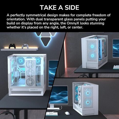 حقيبة كمبيوتر Cougar Omnyx RGB Mid Tower ATX، تدعم وحدة معالجة الرسومات حتى 380 مم، لوحة جانبية من الزجاج المقسى، 4 × 160 مم مراوح ARGB PWM مثبتة مسبقًا، أبيض in Kuwait