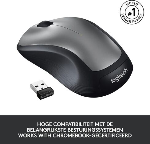 Logitech M310 Wireless Mouse, 2.4 GHz with USB Nano Receiver, 1000 DPI Optical Tracking, 18 Month Life Battery, PC/Mac/Laptop - Silver Grey (Renewed) in Kuwait