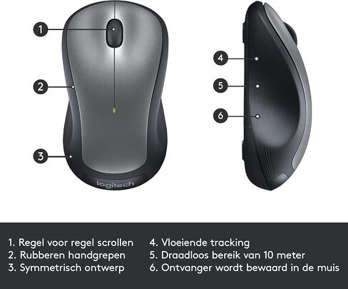 Logitech M310 Wireless Mouse, 2.4 GHz with USB Nano Receiver, 1000 DPI Optical Tracking, 18 Month Life Battery, PC/Mac/Laptop - Silver Grey (Renewed) in Kuwait