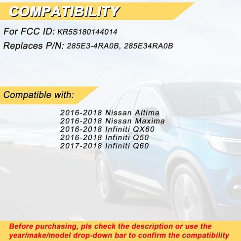 استبدال Vurkcy Key Fob لـ 2016 2017 2018 Nissan Altima Maxima Infiniti QX60 Q50/ 17 18 Q60 جهاز تحكم عن بعد للدخول بدون مفتاح للسيارة، KR5S180144014، 5 Btn، قطعتان in Kuwait
