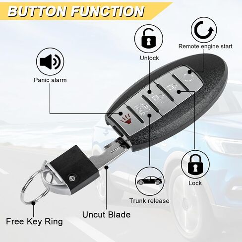 استبدال Vurkcy Key Fob لـ 2016 2017 2018 Nissan Altima Maxima Infiniti QX60 Q50/ 17 18 Q60 جهاز تحكم عن بعد للدخول بدون مفتاح للسيارة، KR5S180144014، 5 Btn، قطعتان in Kuwait