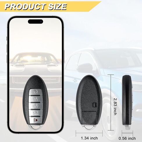 استبدال Vurkcy Key Fob لـ 2016 2017 2018 Nissan Altima Maxima Infiniti QX60 Q50/ 17 18 Q60 جهاز تحكم عن بعد للدخول بدون مفتاح للسيارة، KR5S180144014، 5 Btn، قطعتان in Kuwait