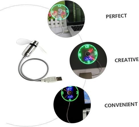 مروحة ساعة Uonlytech USB مع شاشة LED للوقت، مروحة USB صغيرة قابلة لإعادة الشحن للمكتب والسفر in Kuwait