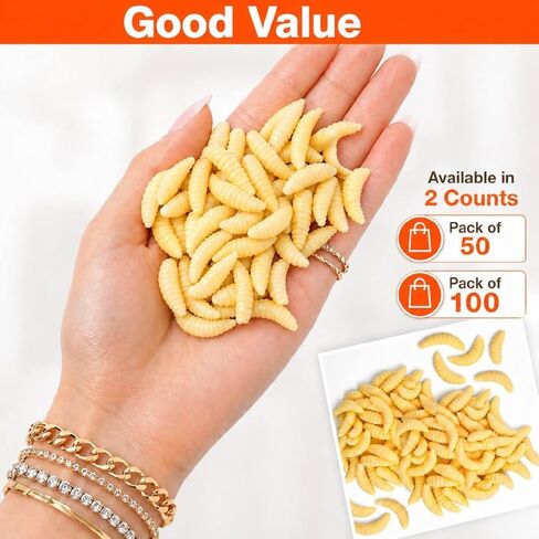 Fake Worms for Fishing – Realistic Soft Plastic Fishing Lures – Artificial Maggots & Waxworms for Panfish, Bluegill Lure Bait in Kuwait