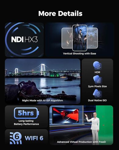 OBSBOT Tail 2, Bundle with Wireless Multi-Cam 4K Live Camera AI Tracking 2.0,5X Optical & 12x Hybrid Zoom,3-axis Gimbal,5000mAh Built-in Battery,Gesture Control,SDI/HDMI/IP/USB 3.0 Output in Kuwait