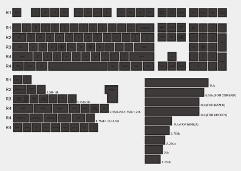 KPREPUBLIC Domikey SA ABS Doubleshot Keycap Set BOB Black on Black for MX Stem Keyboard Poker 87 104 GH60 XD64 XD68 XD84 XD96 XD75 XD87 in Kuwait