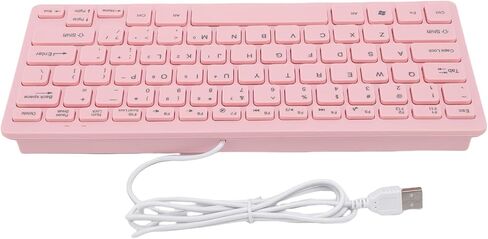 Mini Keyboard, Compact 78 Key Wired USB Keypad with Quiet Chiclet Keys, Slim Space Saving Computer Keyboard for Office, Small Desk, Laptop, Pink (English Version) in Kuwait
