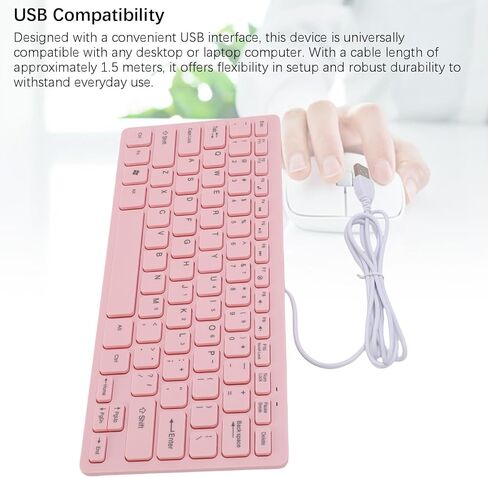 Mini Keyboard, Compact 78 Key Wired USB Keypad with Quiet Chiclet Keys, Slim Space Saving Computer Keyboard for Office, Small Desk, Laptop, Pink (English Version) in Kuwait