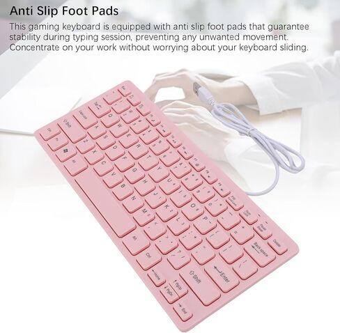 Mini Keyboard, Compact 78 Key Wired USB Keypad with Quiet Chiclet Keys, Slim Space Saving Computer Keyboard for Office, Small Desk, Laptop, Pink (English Version) in Kuwait