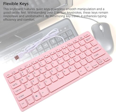 Mini Keyboard, Compact 78 Key Wired USB Keypad with Quiet Chiclet Keys, Slim Space Saving Computer Keyboard for Office, Small Desk, Laptop, Pink (English Version) in Kuwait