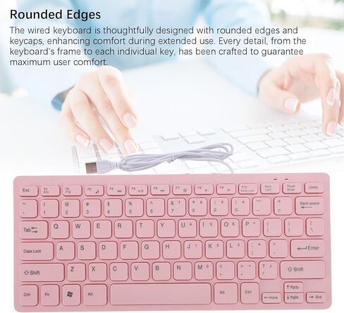 Mini Keyboard, Compact 78 Key Wired USB Keypad with Quiet Chiclet Keys, Slim Space Saving Computer Keyboard for Office, Small Desk, Laptop, Pink (English Version) in Kuwait