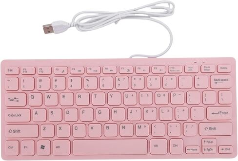 Mini Keyboard, Compact 78 Key Wired USB Keypad with Quiet Chiclet Keys, Slim Space Saving Computer Keyboard for Office, Small Desk, Laptop, Pink (English Version) in Kuwait