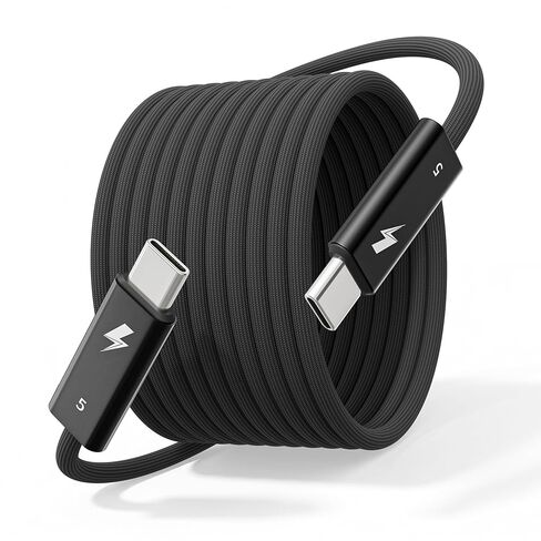 USB 4 Cable for Thunderbolt 5,80Gbps/120Gbps,240W Displays PD3.1 Charging,16K/Dual 8K Video,6.6Feet Braided USBC Cable Compatible for Thunderbolt 4/3,MacBook,iPhone 17/16,Mac Mini,Galaxy S25,SSD,Black in Kuwait