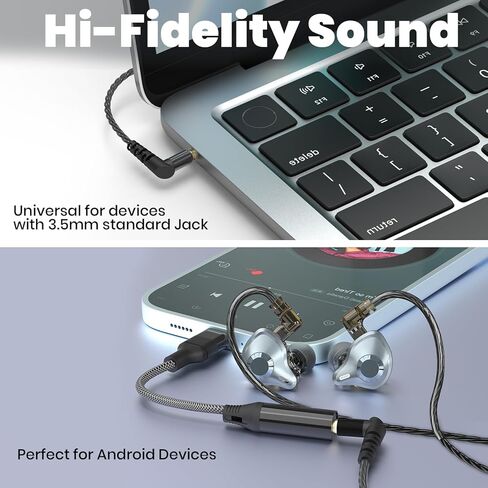 سماعات رأس داخل الأذن، سماعات أذن سلكية HiFi IEM، سماعات عازلة للصوت العميق مع محول USB C إلى 3.5 مم وكابل ثنائي الدبوس قابل للفصل للمغني/الموسيقيين/قارعي الطبول in Kuwait