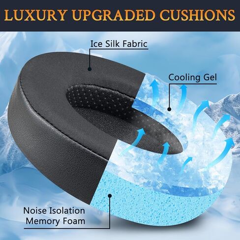 SOULWIT Cooling Gel Earpads Replacement for HIFIMAN SUNDARA/HE400(HE400se/i/S)/HE560(HE560i)/HE500/HE300/HE350/HE3/HE5/HE6 Headphones, Ear Pads Cushions with High-Density Memory Foam - Black in Kuwait