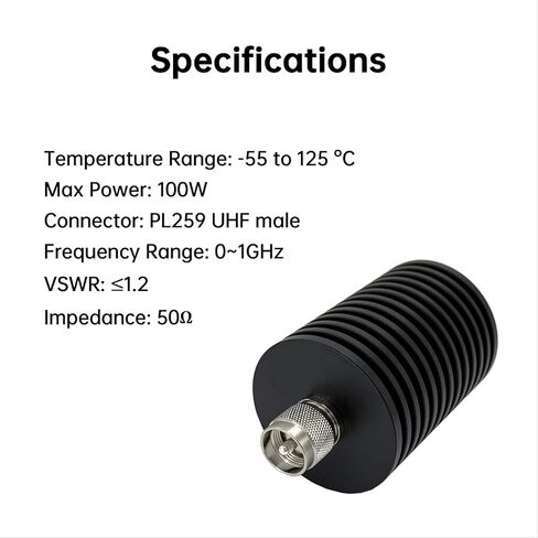 تحميل وهمي 50 وات 50 أوم مع موصل ذكر PL259 UHF، حمل وهمي RF لراديو هام، أداء مستقر، VSWR منخفض in Kuwait