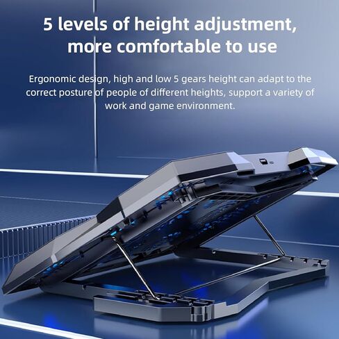 Laptop Cooler Stand, Multi Angle Adjustable 3400RPM High Speed 11 Fans Cooling Pad for Notebook Tablet Gaming ABS Material 5 Height Levels in Kuwait