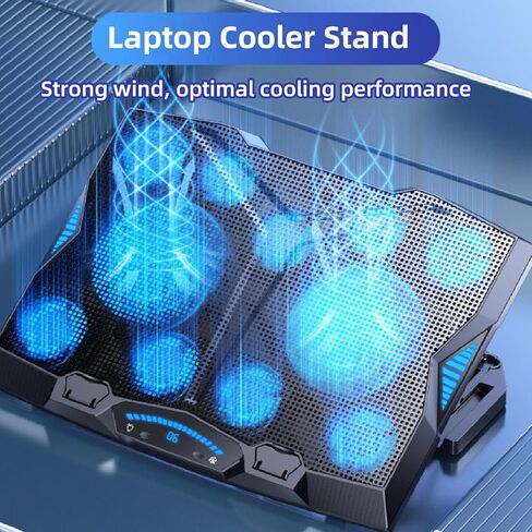 Laptop Cooler Stand, Multi Angle Adjustable 3400RPM High Speed 11 Fans Cooling Pad for Notebook Tablet Gaming ABS Material 5 Height Levels in Kuwait