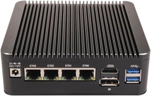 جهاز جدار الحماية الصغير، كمبيوتر صغير، OPNsense، VPN، جهاز توجيه الكمبيوتر، Pentium Gold 4417U RS، 4 x 2.5GbE I226-V LAN، HDMI، DP، فتحة SIM، Type-C، 0 ذاكرة وصول عشوائي، 0 تخزين، هيكل عظمي بدون نظام in Kuwait
