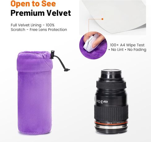 Camera Lens Case, Cwatcun 4 Pack Lens Pouch Bag Set with Thick Protective Neoprene, for Canon, Nikon, Sony, Pentax, Olympus, Panasonic, Fuji, Sigma DSLR/SLR Camera Lens (Small, Medium, Large, X Large) in Saudi Arabia